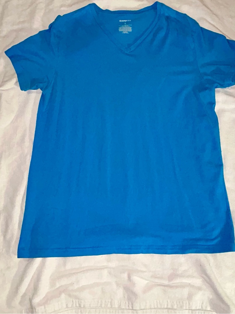 Express Men's V-Neck Short Sleeve Tee in Bright Blue